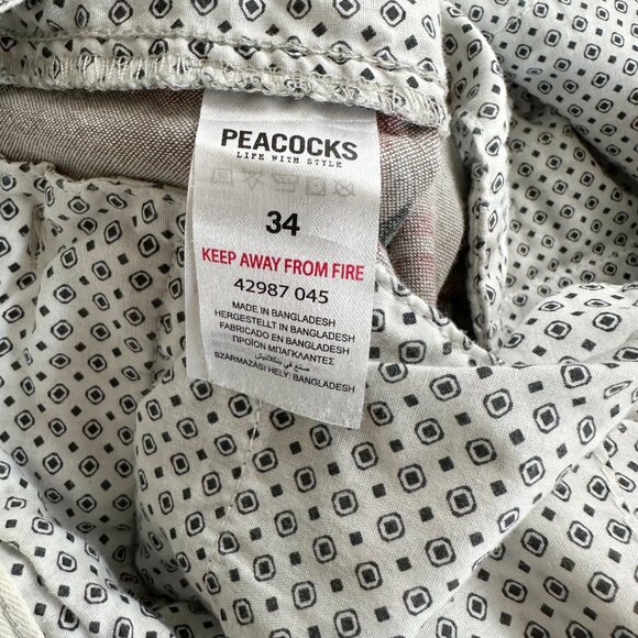 Peacocks Men's Tropical Floral Shirts 34 100% Cotton Green Red - Picture 8 of 9